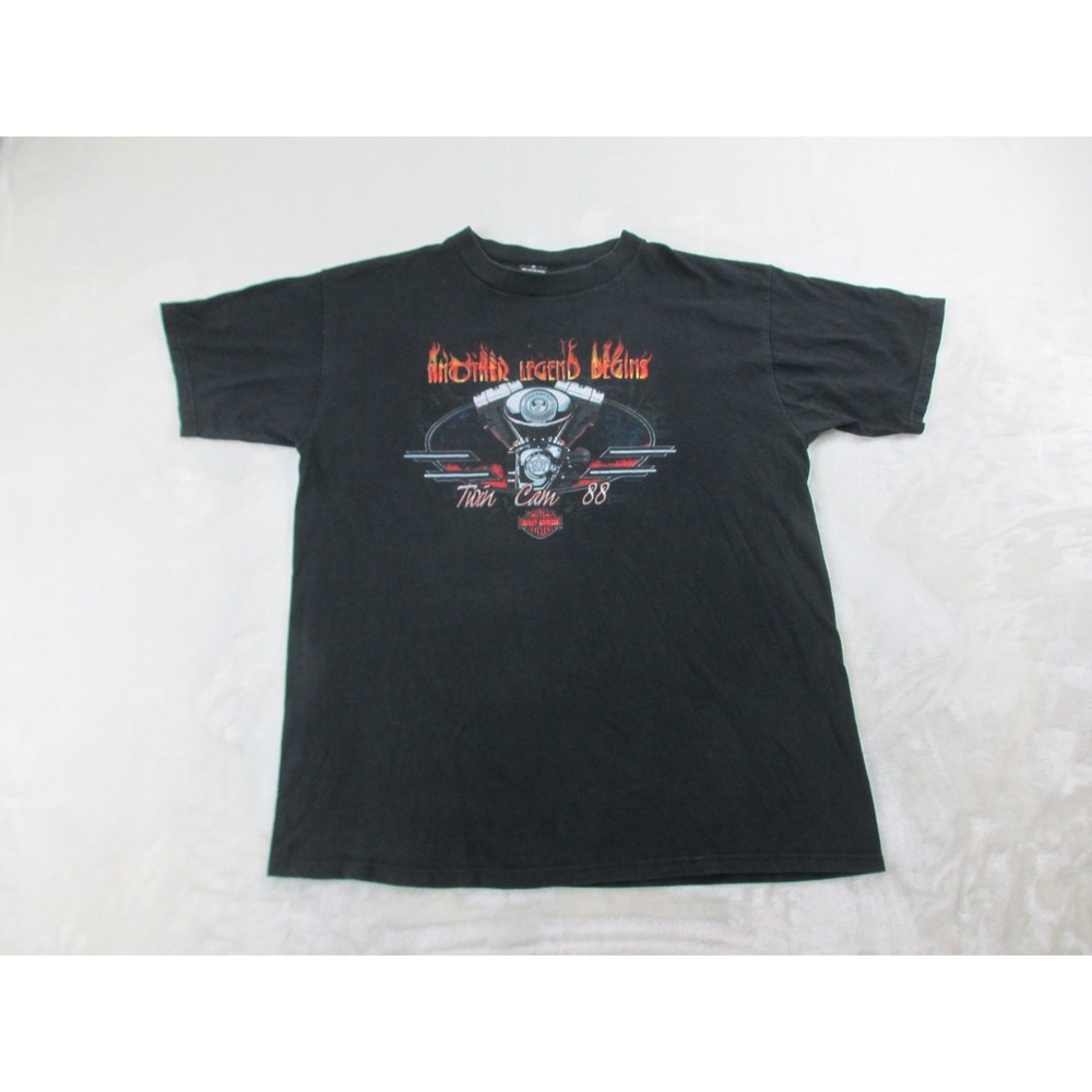 VINTAGE Harley Davidson Shirt Mens Extra Large Black Twin Cam Motorcycle 00s*